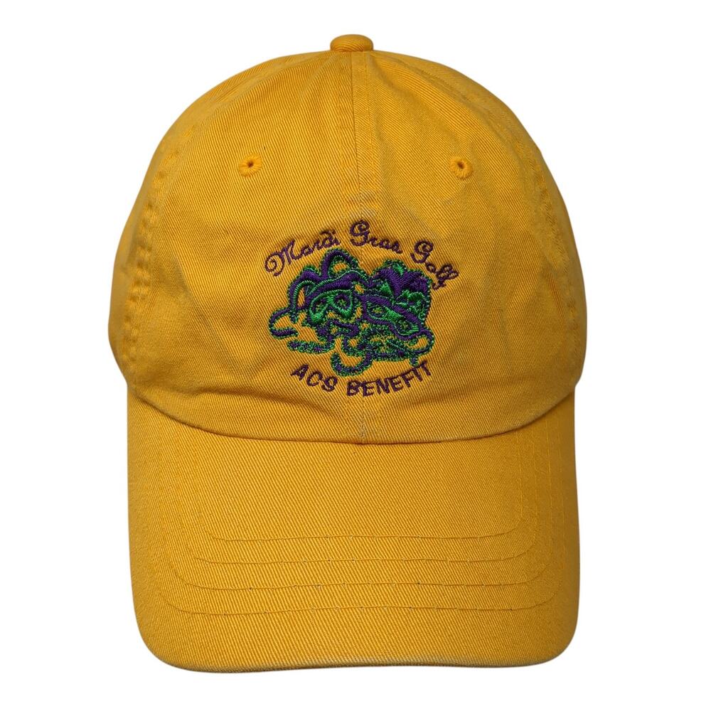 Mardi Gras Golf ACS Benefit Slideback Hat Yellow One Size Embroidered